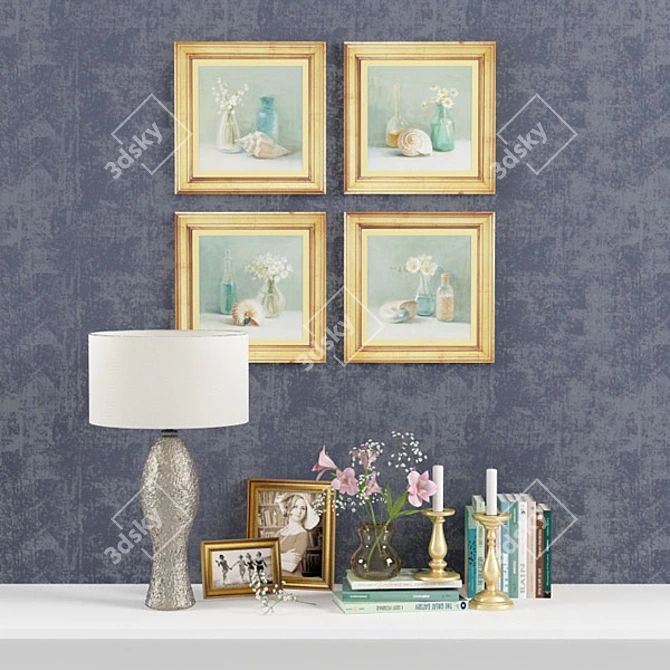 Elegant Decor Set: Lamp & Art 3D model image 1