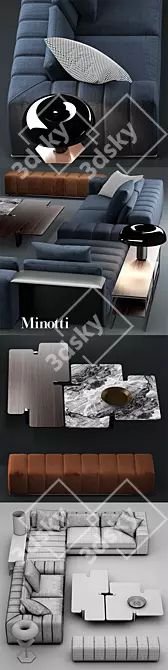 Elegant Minotti Freeman Sofa 3D model image 3