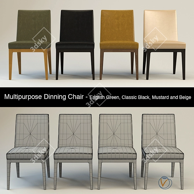 Versatile Classic Dining Chair - 4 Material Options 3D model image 2