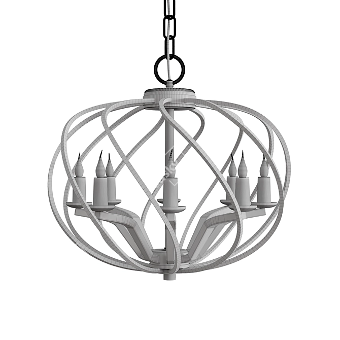 Industrial Metal Sphere Chandelier 3D model image 4