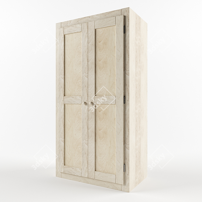 Light Wood Wardrobe 3D model image 1