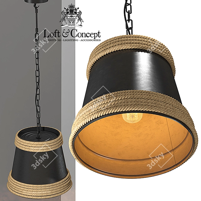 Industrial Hemp Pendant Lamp 3D model image 2