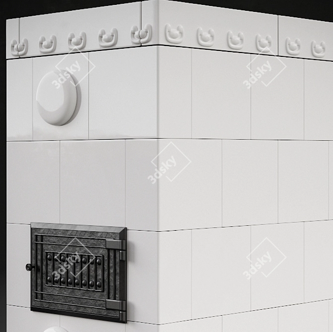 Rustic Tiled Oven: Vintage Charm 3D model image 3