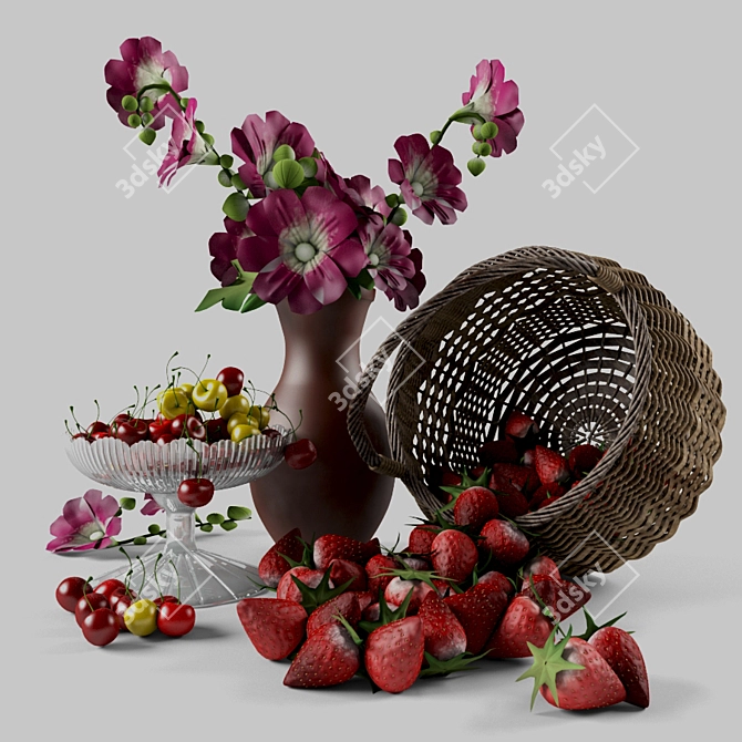 Summer Bliss: Fresh Berry Harvest 3D model image 1