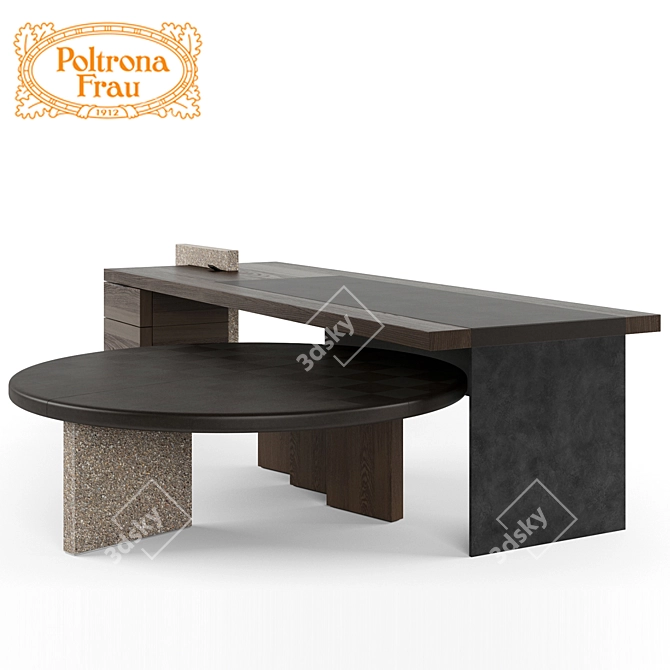 Title: Sleek H_O Desks with Leather Accents 3D model image 1