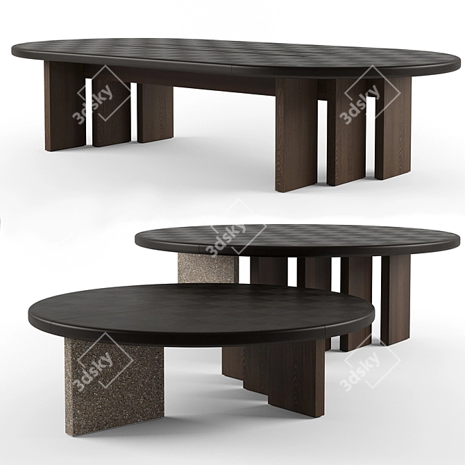 Title: Sleek H_O Desks with Leather Accents 3D model image 3