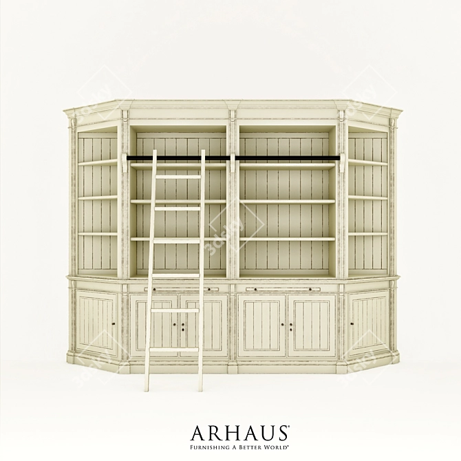 Elegant Athens Library Cabinet 3D model image 2