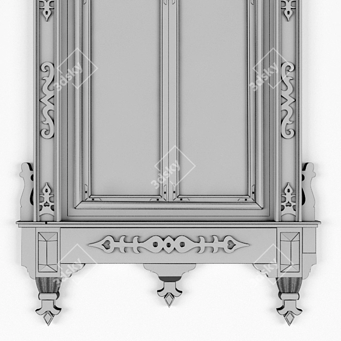 Tatar Window Frames | Authentic Tomsk Craftsmanship 3D model image 3