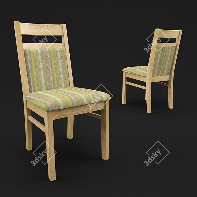 Solid Oak Chair - Rustic Elegance for Your Space 3D model image 1