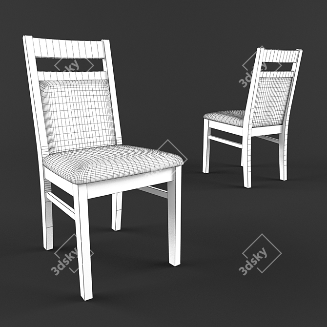 Solid Oak Chair - Rustic Elegance for Your Space 3D model image 2