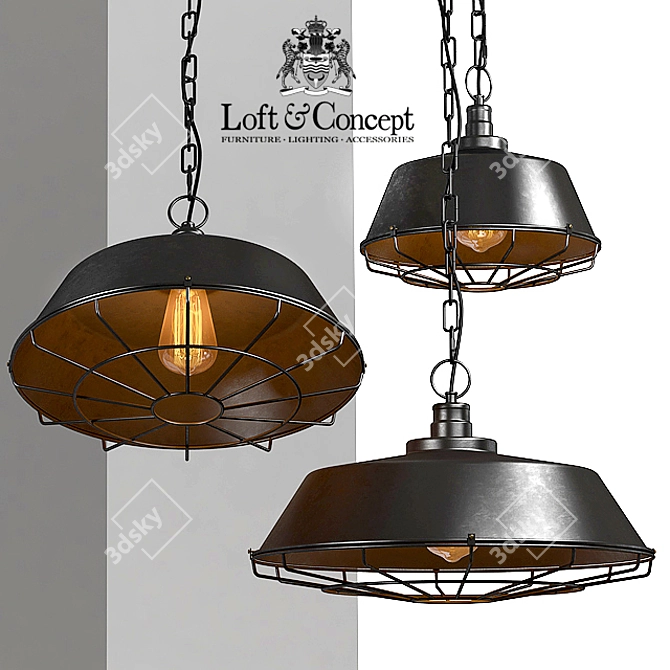 Industrial Rustic Metal Pendant 3D model image 1