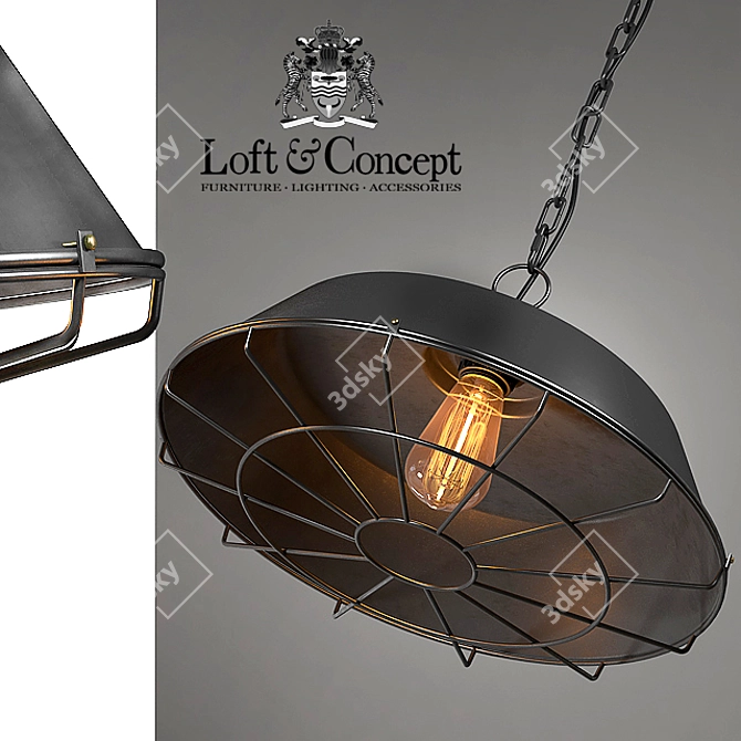 Industrial Rustic Metal Pendant 3D model image 2