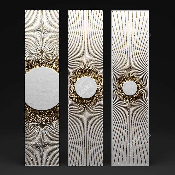 Luxury 3D Panel: White & Gold Wall Decor 3D model image 1