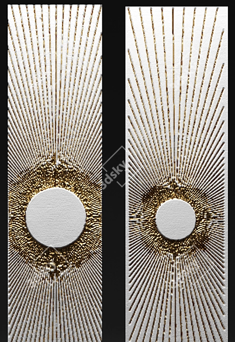 Luxury 3D Panel: White & Gold Wall Decor 3D model image 2