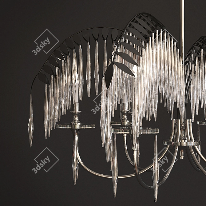 Elegant Brushed Nickel Chandelier with Clear Crystals 3D model image 3