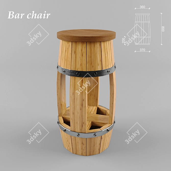 Georgian Barrel Bar Stool 3D model image 1