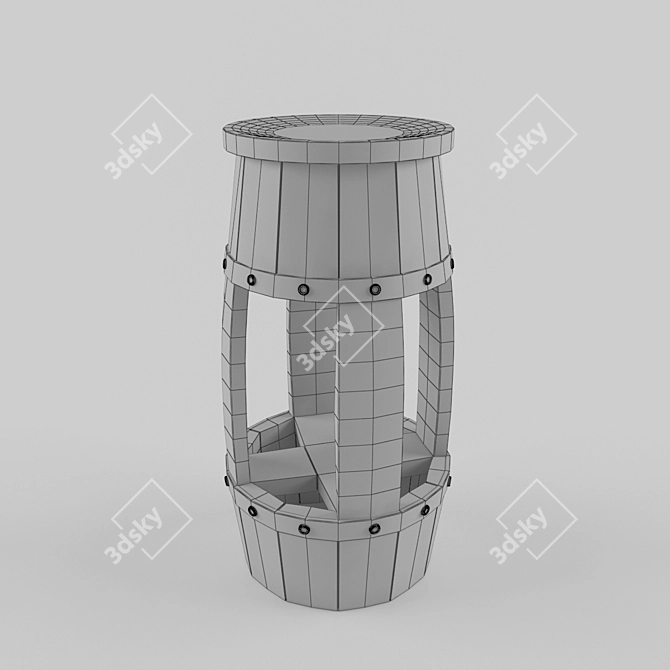 Georgian Barrel Bar Stool 3D model image 2