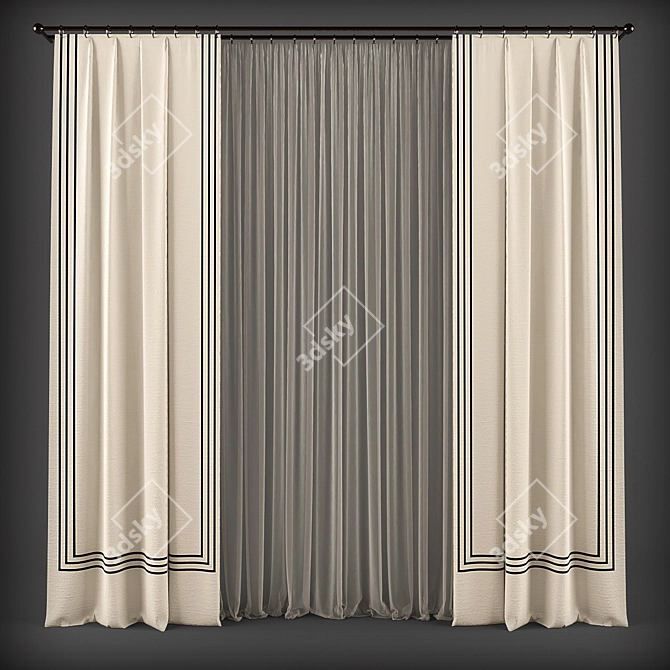 Modern Style Curtains 3D model image 1