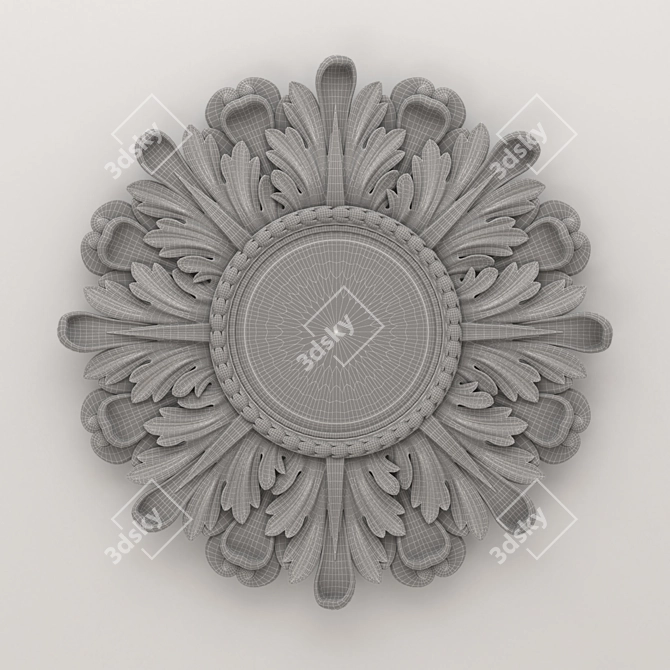 Elegant Silver Floral Mirror 3D model image 2
