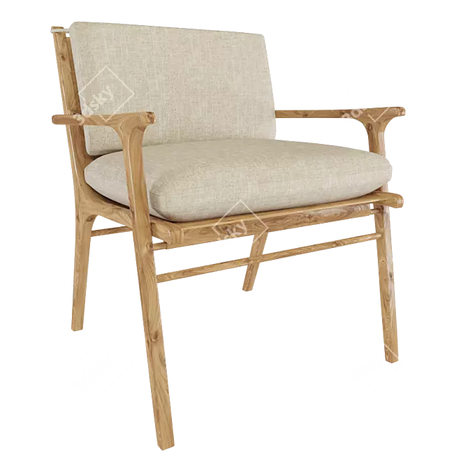 Ren Wood Dining Chair 3D model image 1