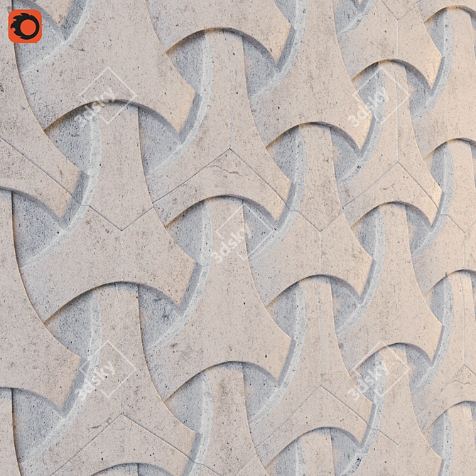 Japanese Weave Concrete Tile 3D model image 2