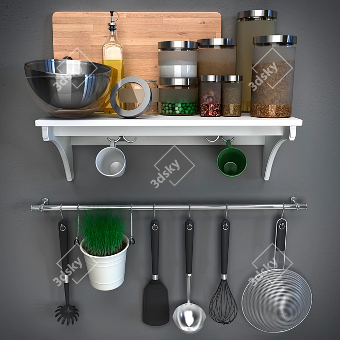 Modern Kitchen Essentials Set 3D model image 1