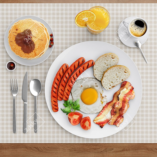 Classic English Breakfast 3D model image 1