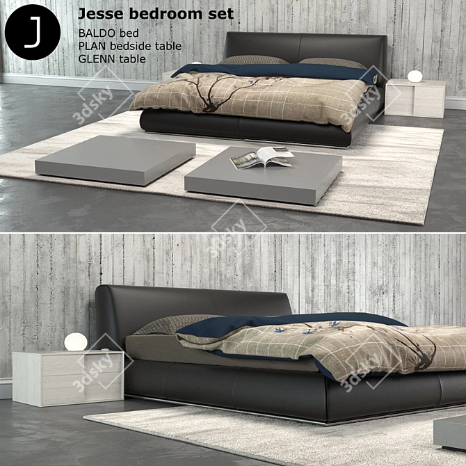 Italian Elegance: Baldo Bed Set 3D model image 1
