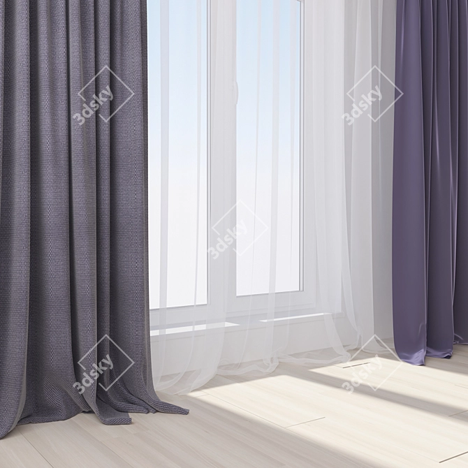 Modern Style Curtain 3D model image 2