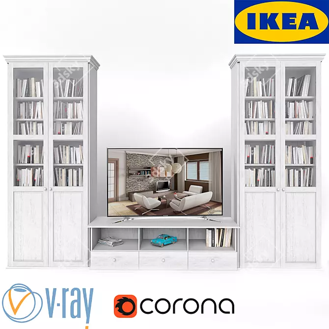 Liatorp TV Wardrobe Combo - Modern Design, Spacious Storage 3D model image 1