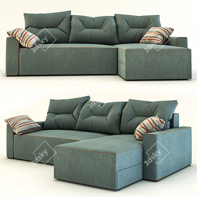 Modern Corner Sofa Set 3D model image 1