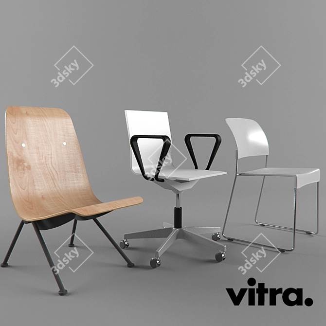 Elegant Vitra Chairs: Style and Comfort 3D model image 1