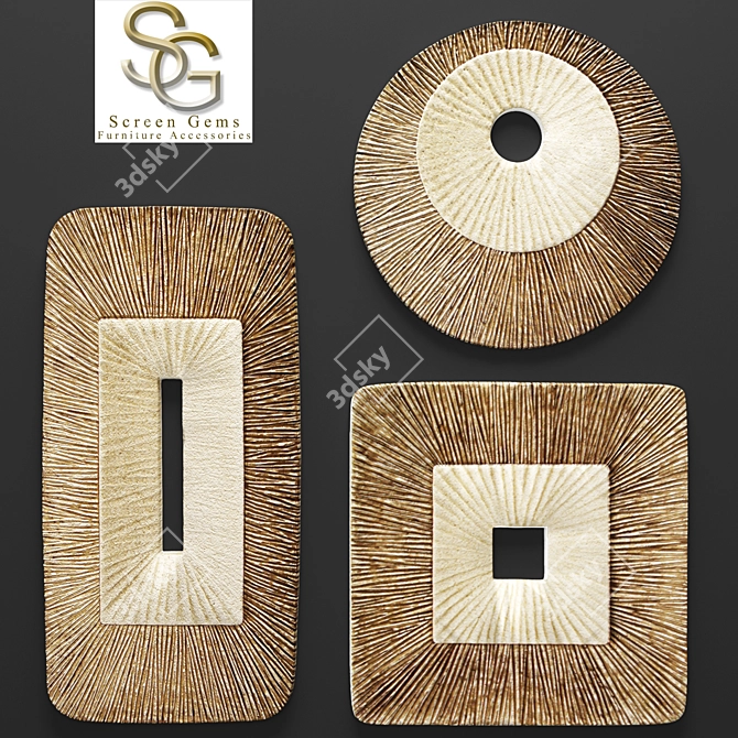 Elegant Ribbed Wall Art Set 3D model image 1