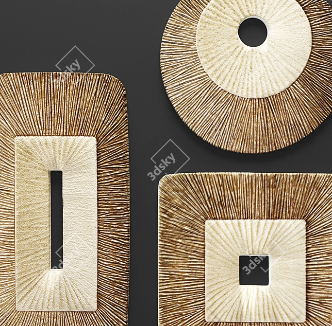 Elegant Ribbed Wall Art Set 3D model image 2