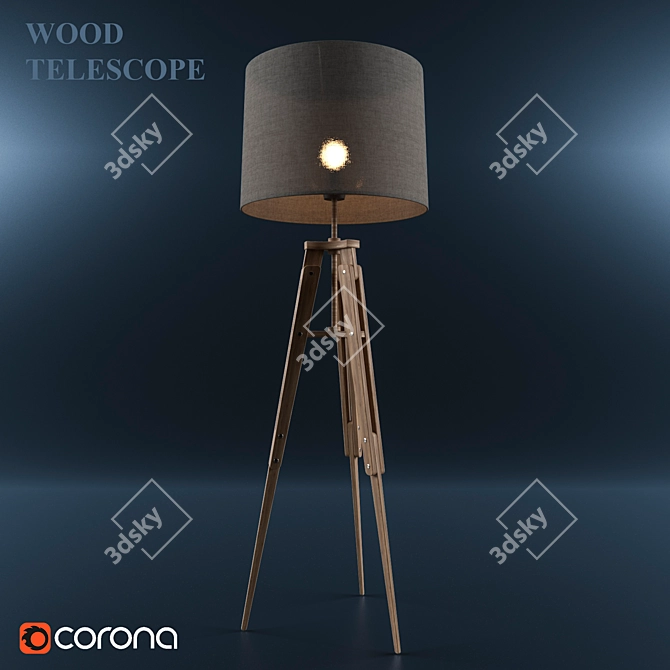 Wooden Telescope Floor Lamp | Height: 158cm 3D model image 1