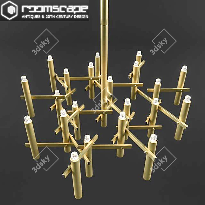 Luxurious Sciolari Gold Chandelier - 21 Lights 3D model image 1