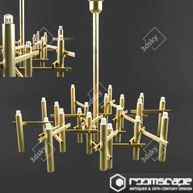 Luxurious Sciolari Gold Chandelier - 21 Lights 3D model image 2