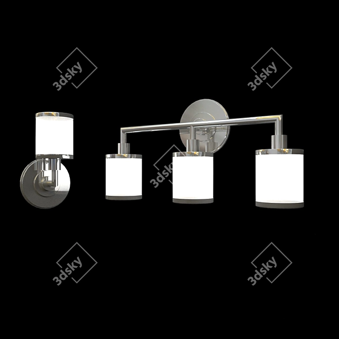 Chrome Vanity Light with Multiple Shades 3D model image 1