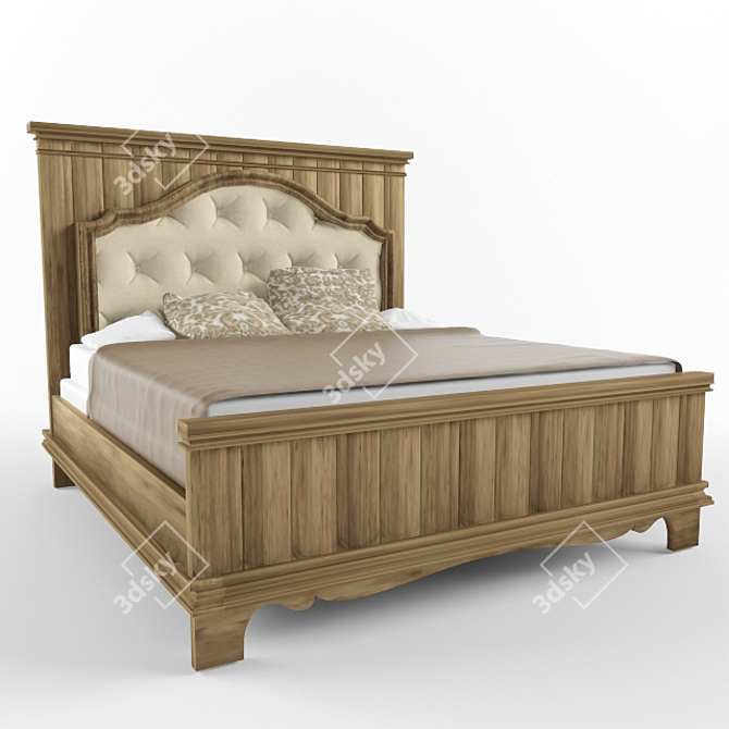 Chatelet Pecan Wood Bed 3D model image 1