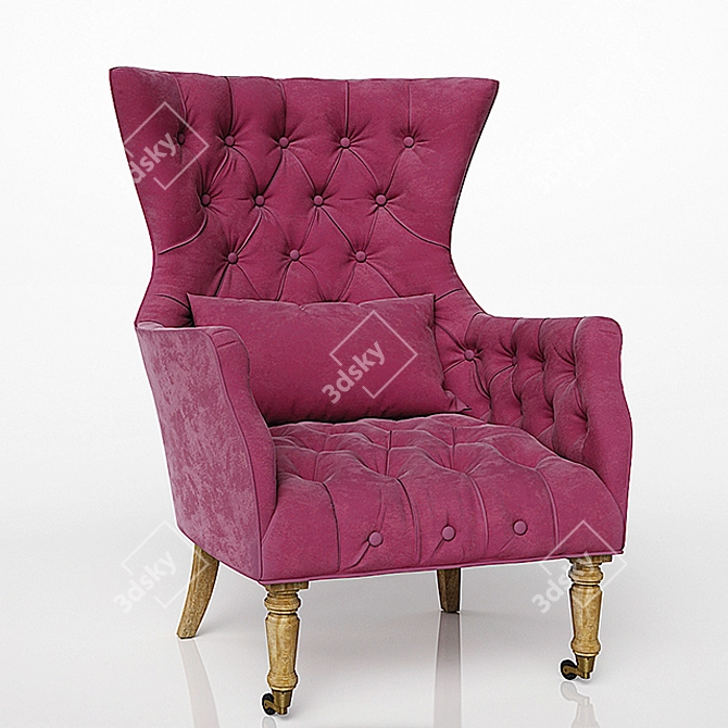 Plush Velvet Wing Chair 3D model image 1