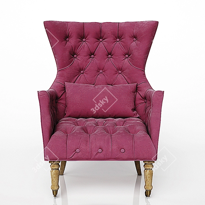 Plush Velvet Wing Chair 3D model image 2