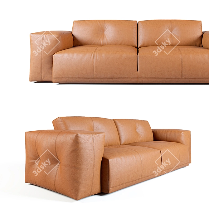 Modern Bergen Sofa in Beige and Black Leather 3D model image 1