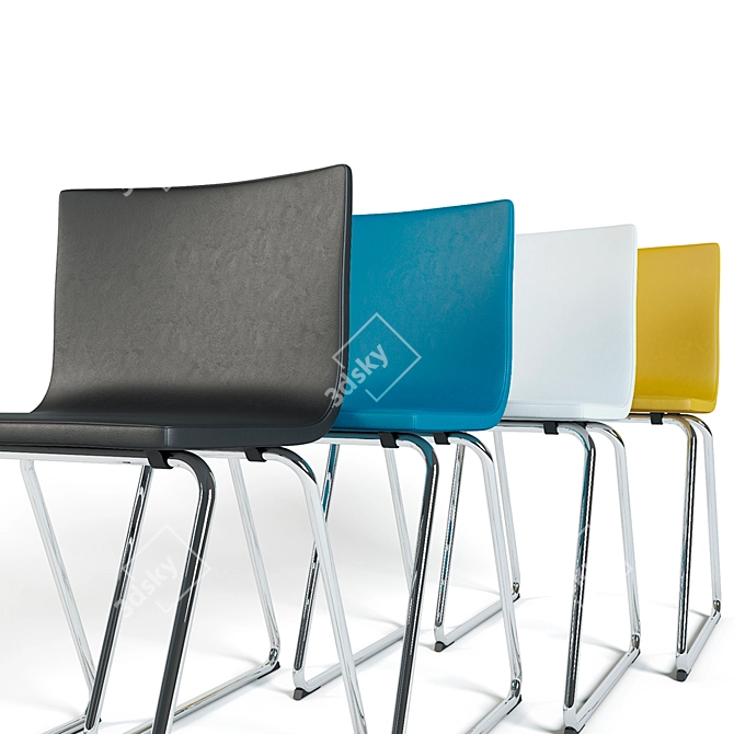 Modern Leather Bernhard Chair 3D model image 2