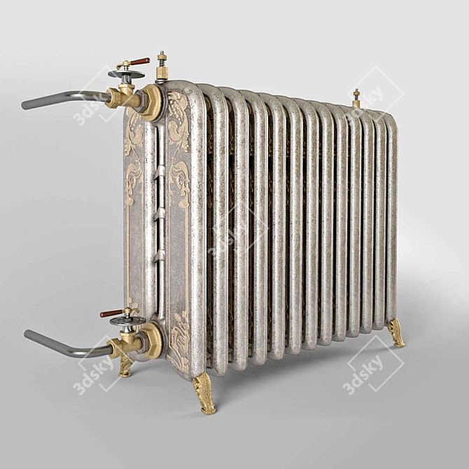 Title: Classic Cast Iron Heater with Ribbed Decor 3D model image 1