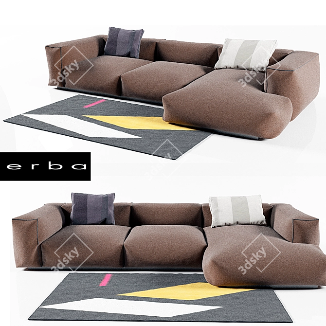 Erba Italia Dylan: Natural Cotton Upholstered Sofa 3D model image 1