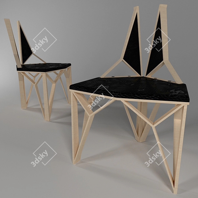 Modern High-Tech Dual-Back Chair 3D model image 1