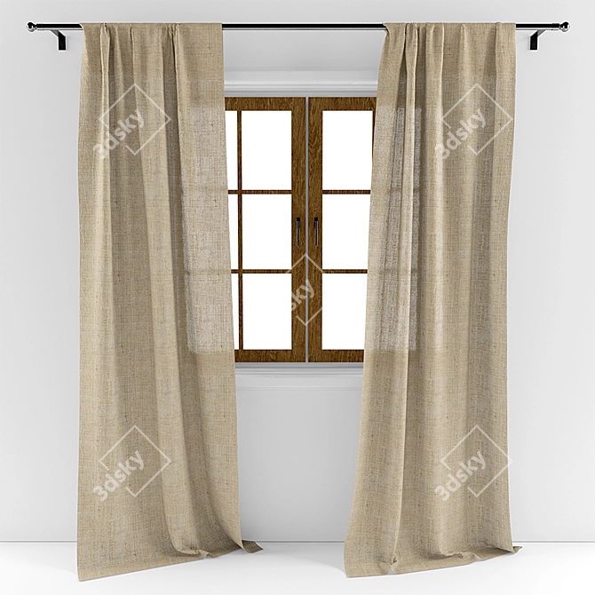Window Curtains - Elegant and Versatile 3D model image 1