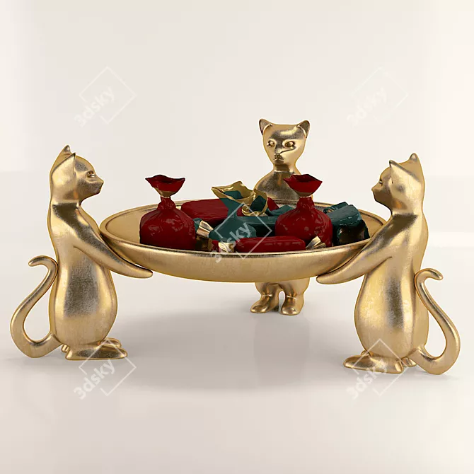 Cats Candy Dish: Customizable Design 3D model image 1