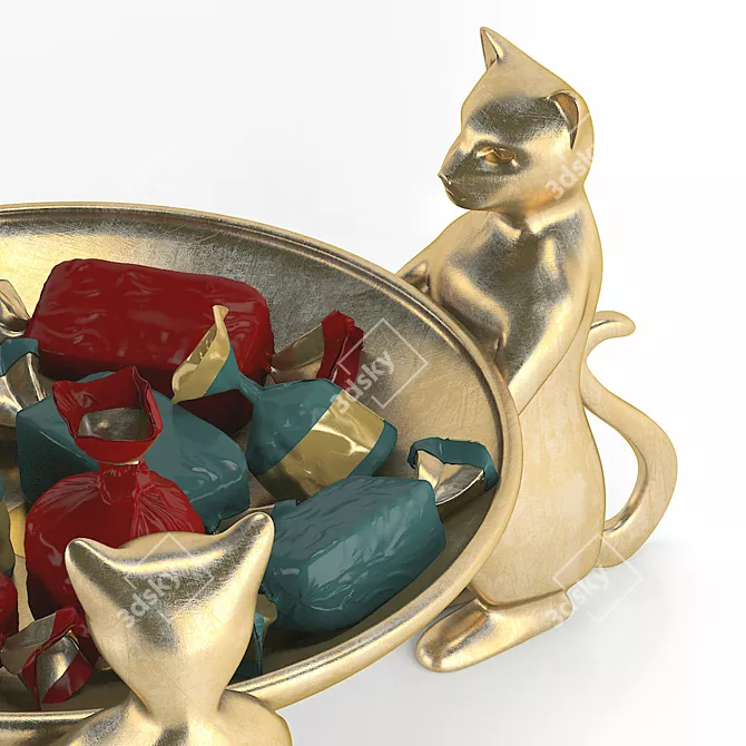 Cats Candy Dish: Customizable Design 3D model image 2