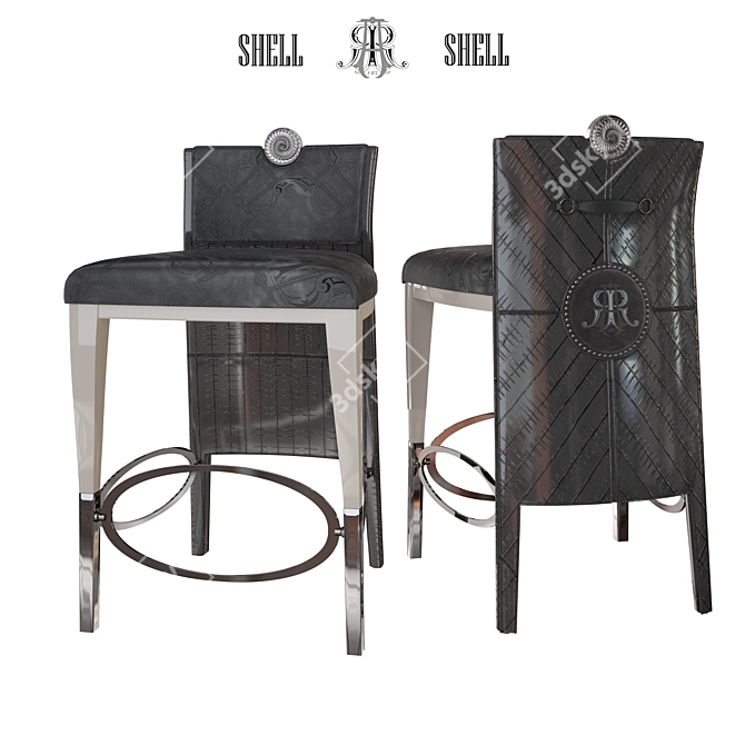Italian Art Shell Bar Chair: Luxury Design 3D model image 1